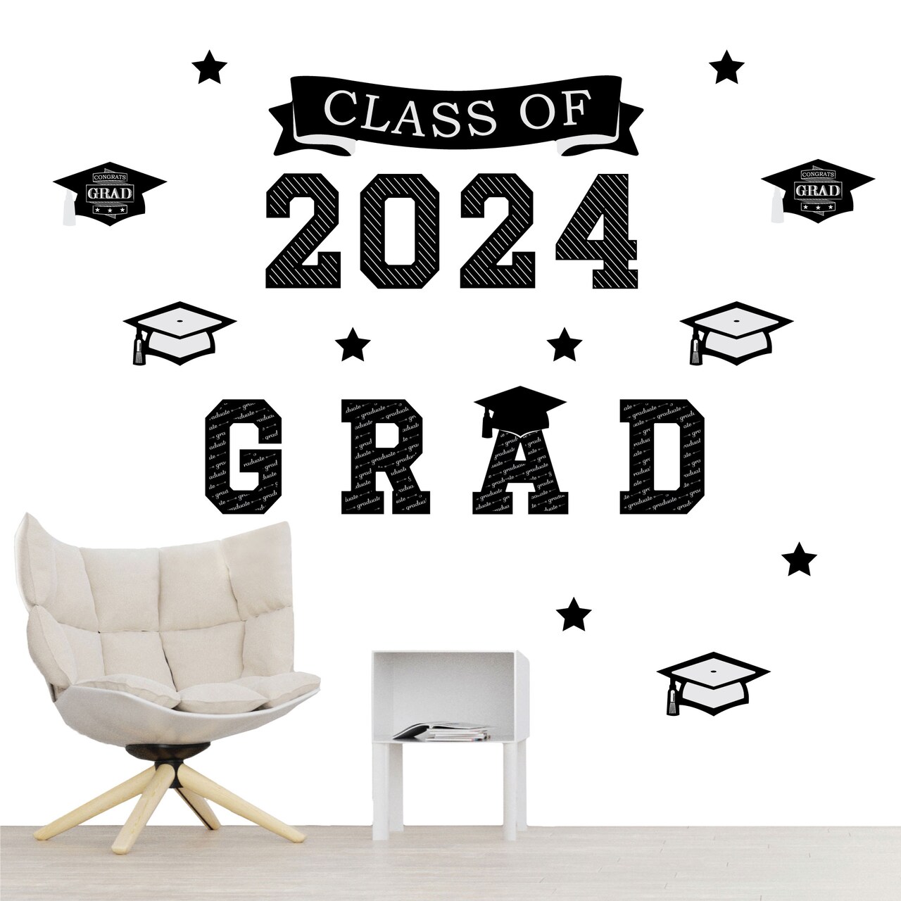 Big Dot of Happiness Class of 2024 Graduation Cheers Party Wall Decals Set of 20